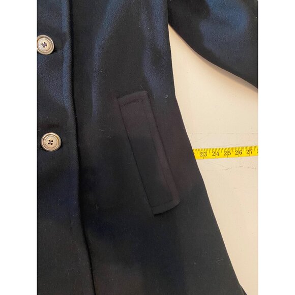 Saks Fifth Avenue Double-Breasted Black Wool Overcoat  Coat Trench Large - Picture 8 of 10